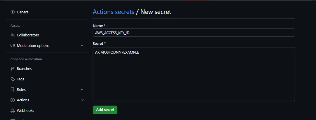 Step 5: Add secret
