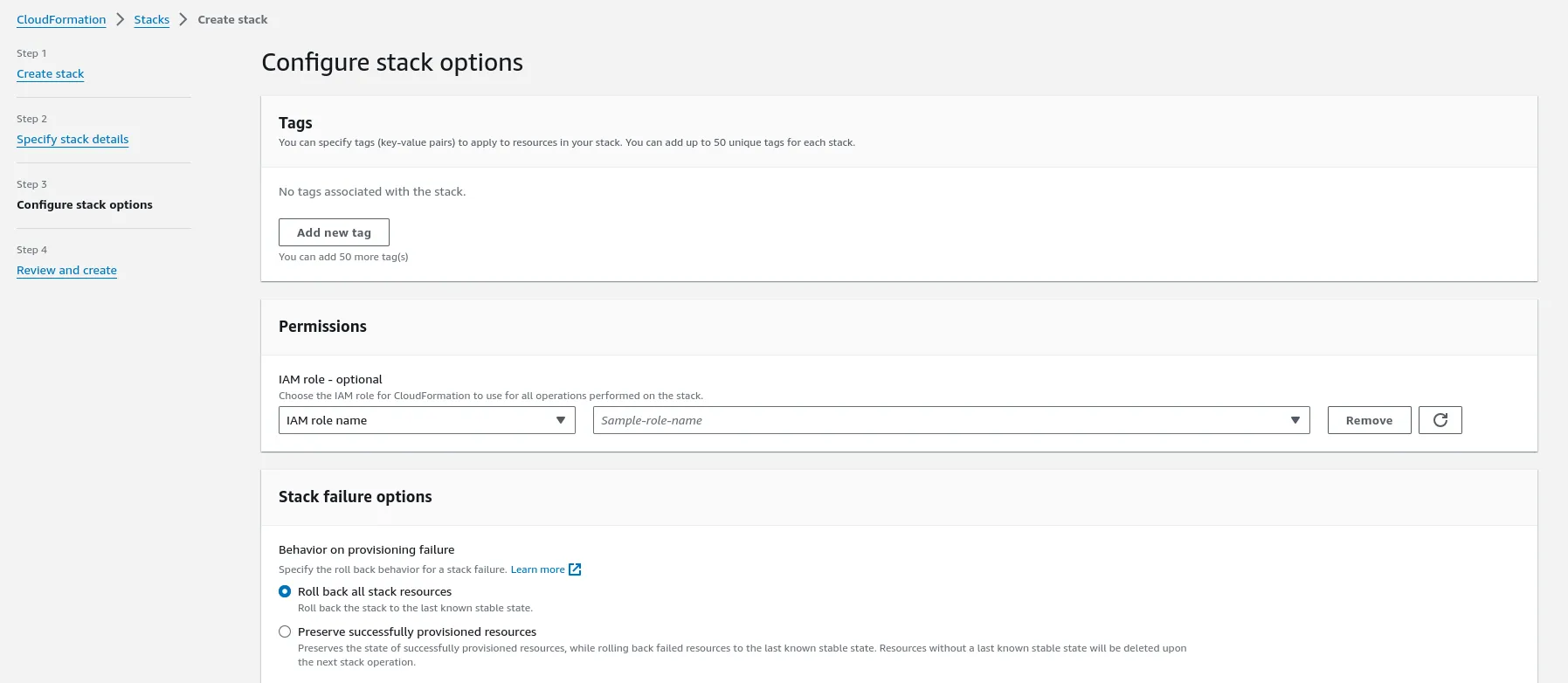 Terrateam Setup CloudFormation Configure Stack Options