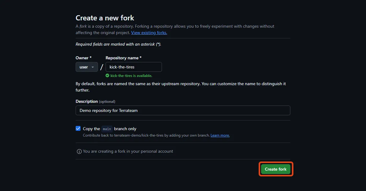 Create a new fork