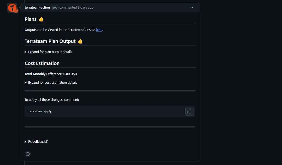 Plan output